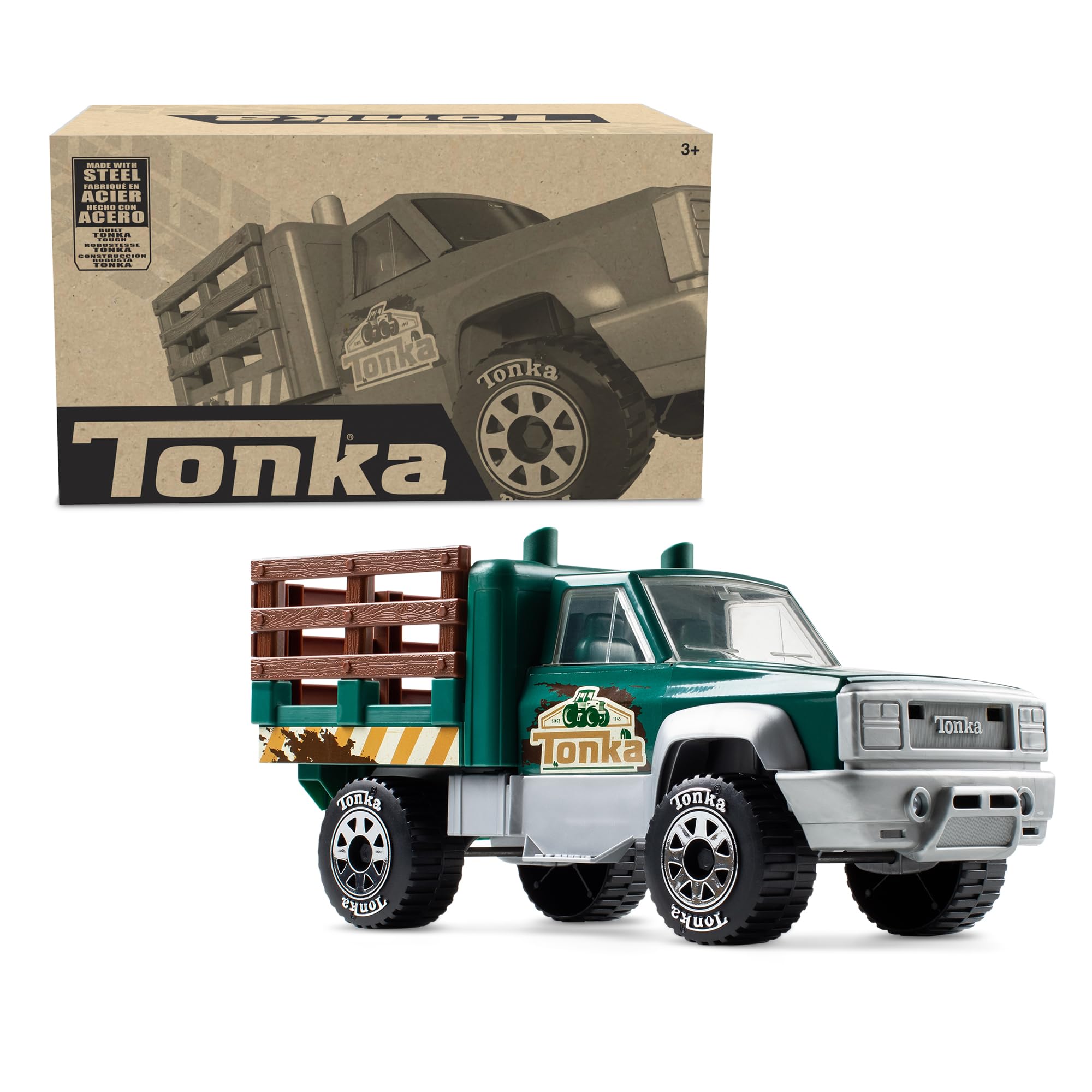Tonka Steel Classics Farm Truck - Durable Steel & Plastic Friction-Powered Toy for Kids Ages 3+ | Green Farm Vehicle for Boys & Girls | Perfect Birthday & Holiday Gift for Toddlers | Outdoor Play, Sandbox Fun & Pretend Farming Adventures