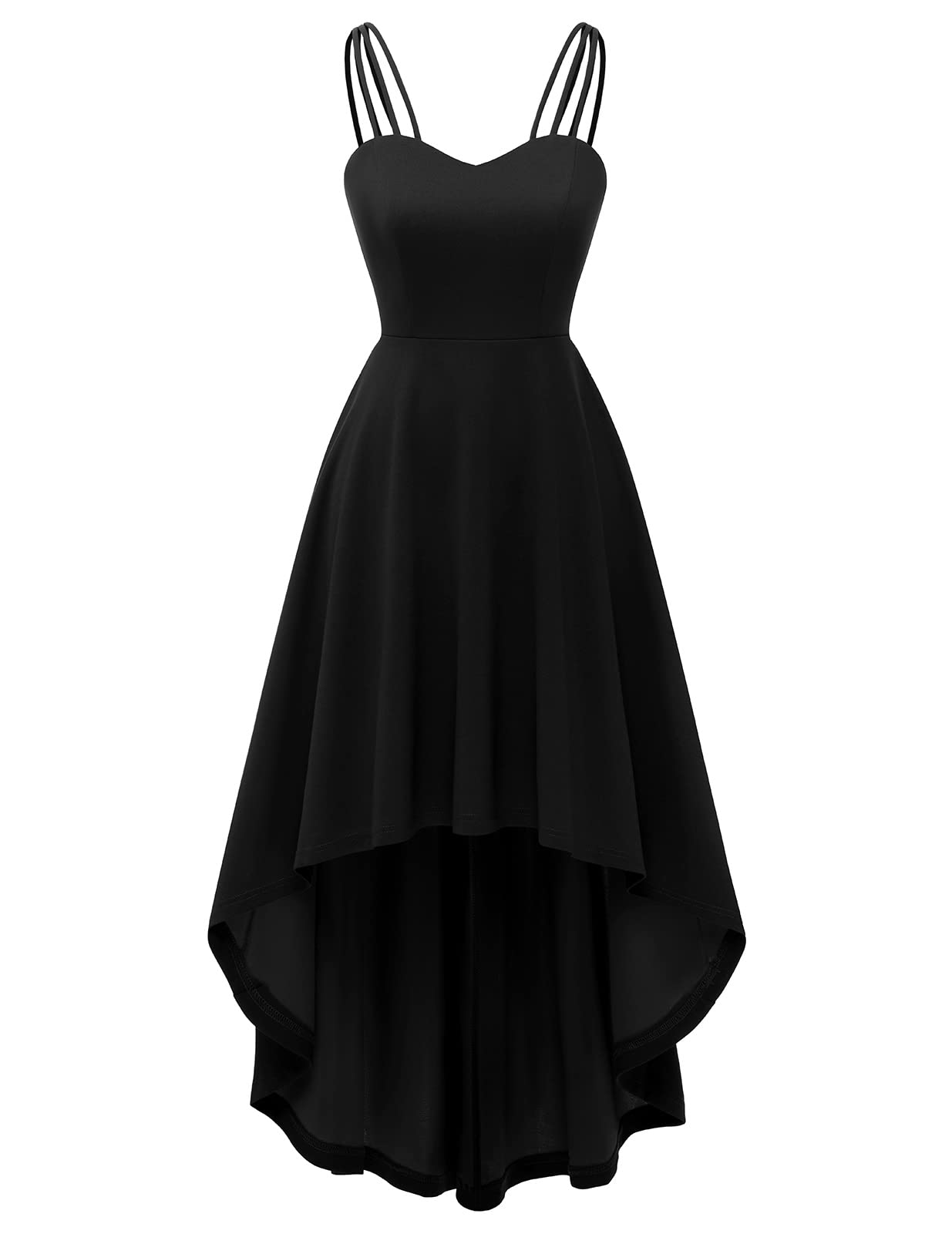 DRESSTELLS Women's Hi-Low Spaghetti Strap Summer Dress - Flowy Flare Cocktail & Wedding Guest Dress for Bridesmaids, Beach Party & Evening Events