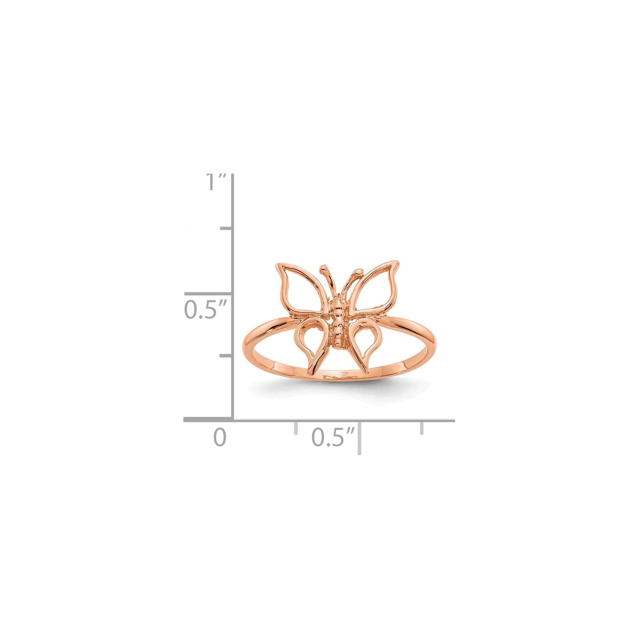 14k Rose Gold Polished Butterfly Ring for Women - Size 7, Dainty Rose Gold Jewelry Gift for Her - Perfect for Valentine's Day, Anniversary & Everyday Wear