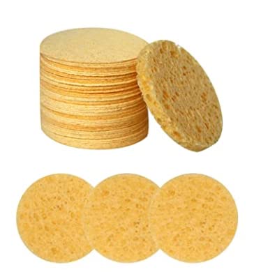 50-Count 100% Natural Compressed Cellulose Facial Sponges for Cleansing, Exfoliating & Makeup Removal | Soft Cosmetic Spa Sponges for Daily Skincare & Professional Use