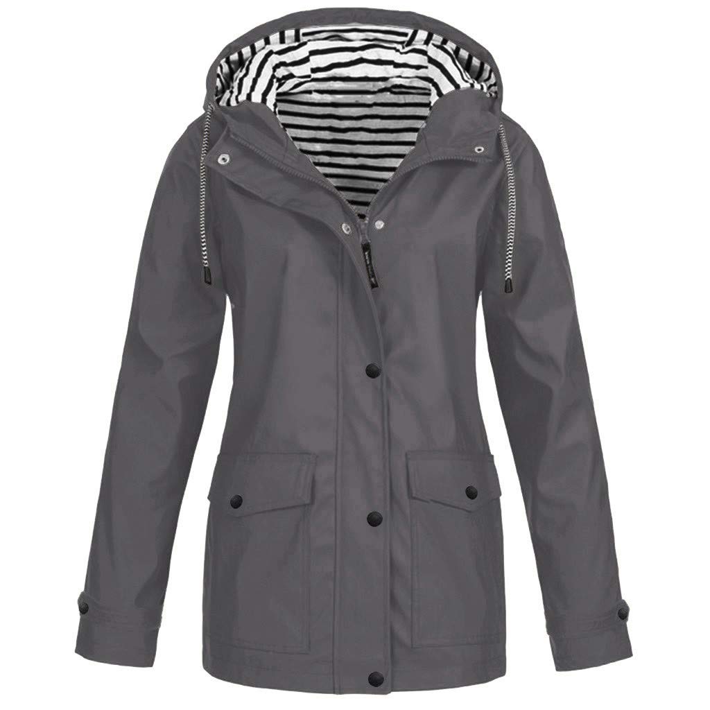NRUTUP Women's Plus Size Waterproof Rain Jacket - Lightweight Windbreaker with Hood for Outdoor Activities, Hiking, Travel & Daily Commute
