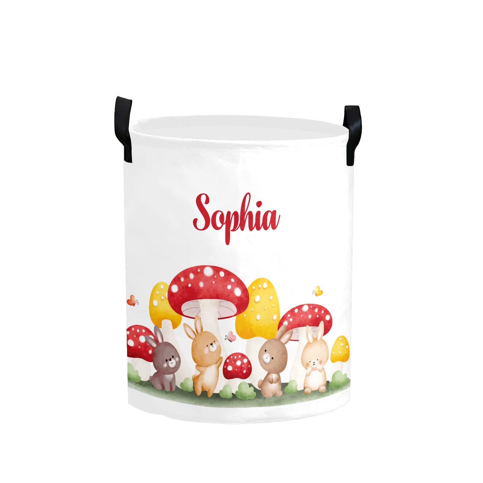 Personalized Rabbit Mushroom Laundry Hamper - Collapsible Storage Basket with Handles for Kids Room, Nursery Decor & Clothes Organization | Perfect for Baby Shower Gifts, Playroom Storage & Home Decor
