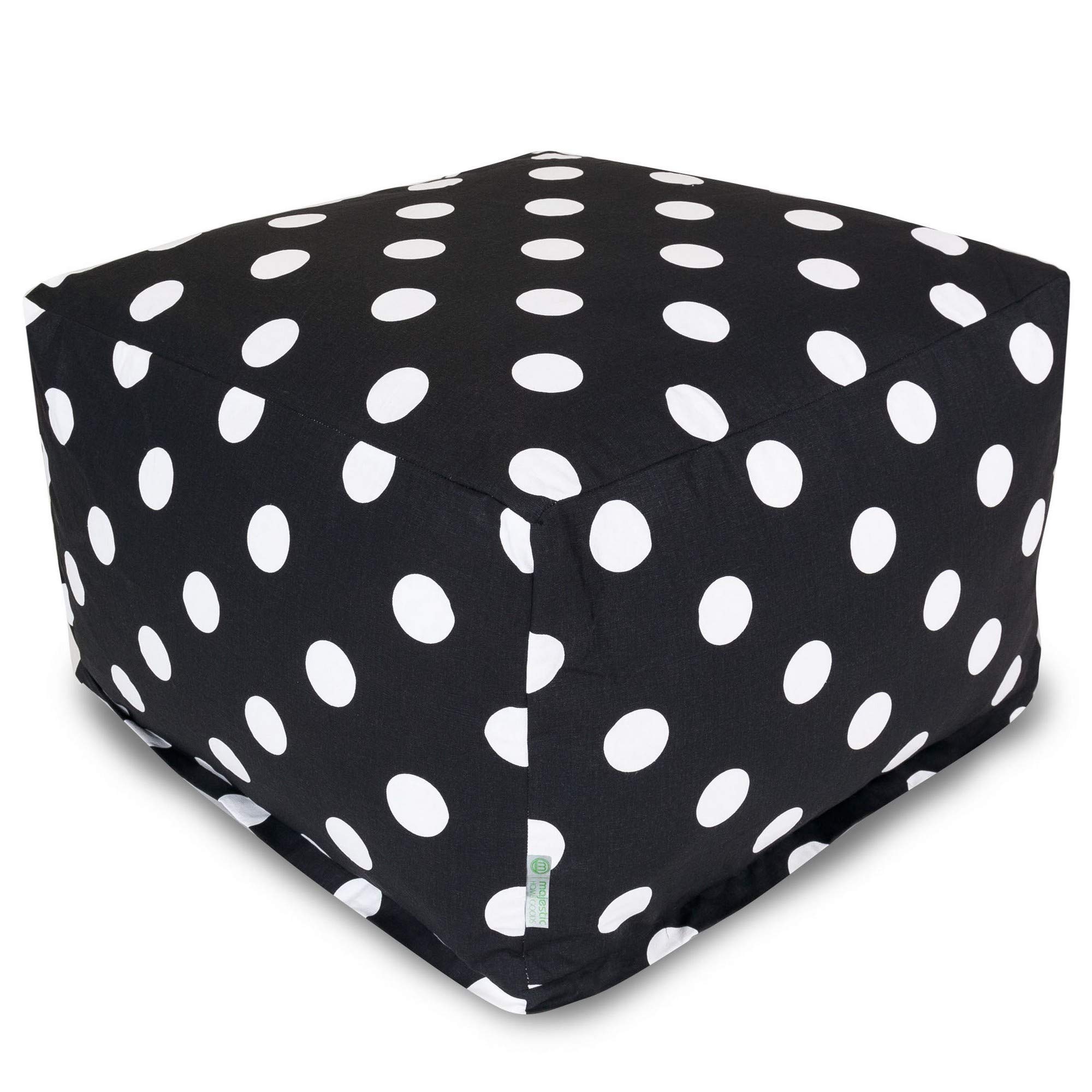 Majestic Home Goods Large Black Polka Dot Ottoman - Extra Large Footstool Pouf for Living Room, Bedroom & Nursery Decor