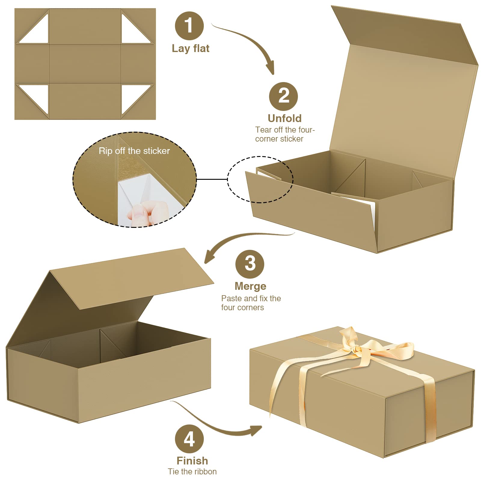 HavrePac 6 Pack Large Luxury Gift Boxes with Lids 13.8x9x4.3 Inches - Magnetic Closure Present Packaging Box for Mother's Day, Birthday, Wedding, Party - Perfect for Jewelry, Cosmetics, and Special Occasion Gifts