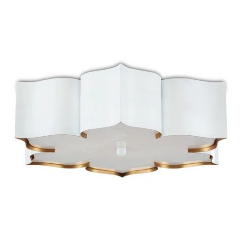 Lotus Wall Sconce with 2 Lights - Modern Brass Finish Wall Light Fixture for Living Room, Bedroom, Hallway & Entryway Lighting