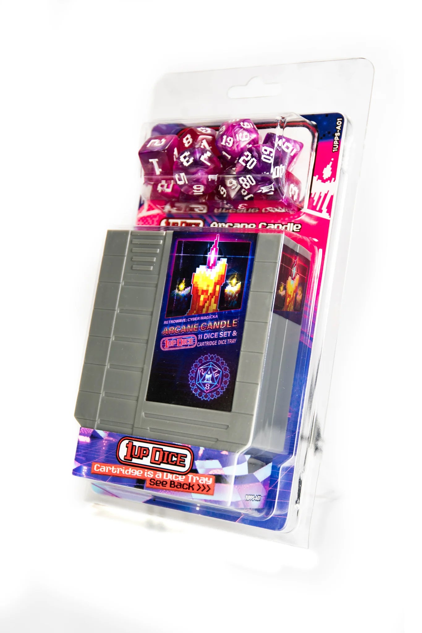 1UP Dice Polyhedral Set - Arcane Candle Themed RPG Dice for D&D, Pathfinder & Tabletop Games - Perfect for Fantasy Roleplaying & Gift Giving