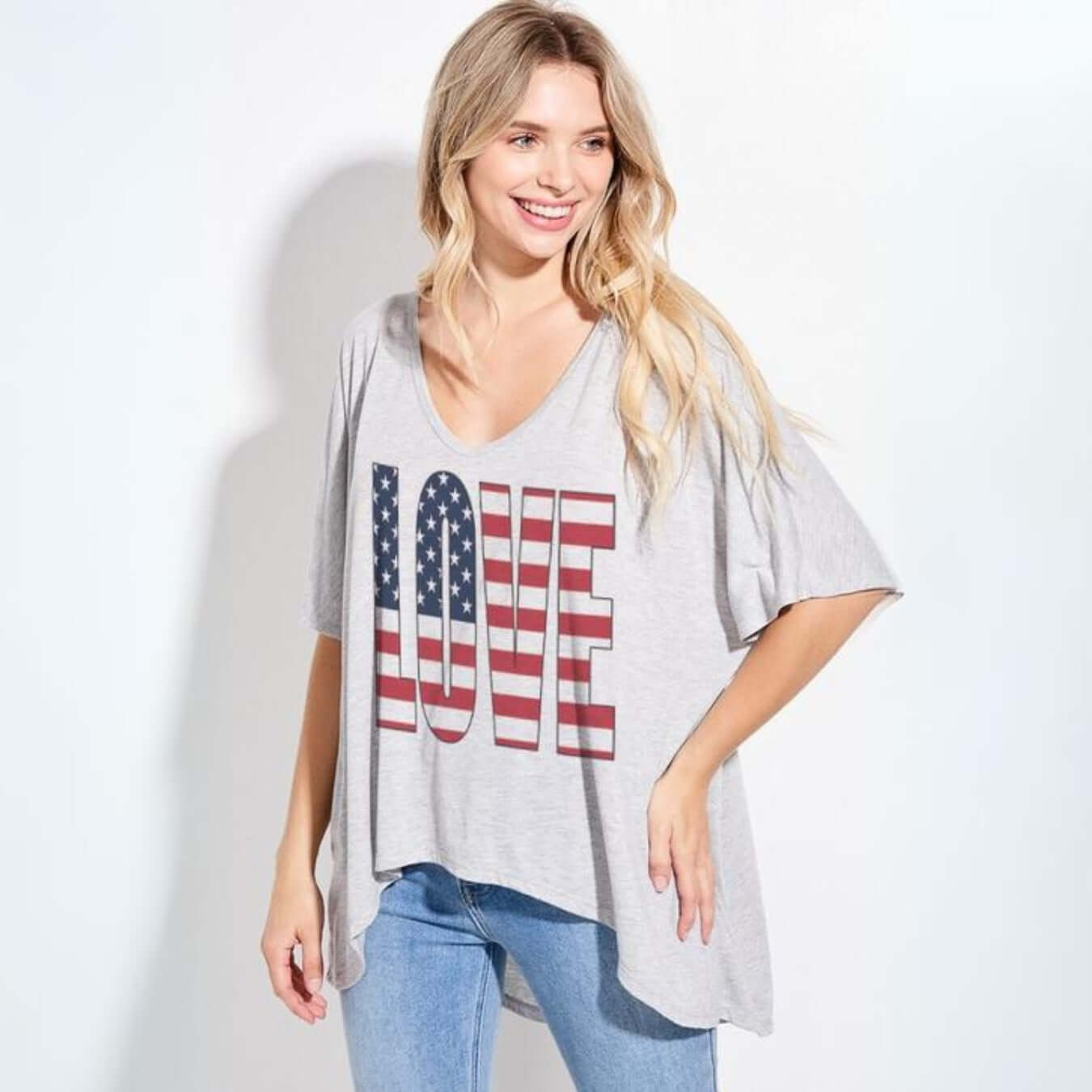 Patriotic Love Graphic T-Shirt - Made in USA | American Flag Pride Tee for Men & Women - Perfect for 4th of July, Veterans Day & Patriotic Events