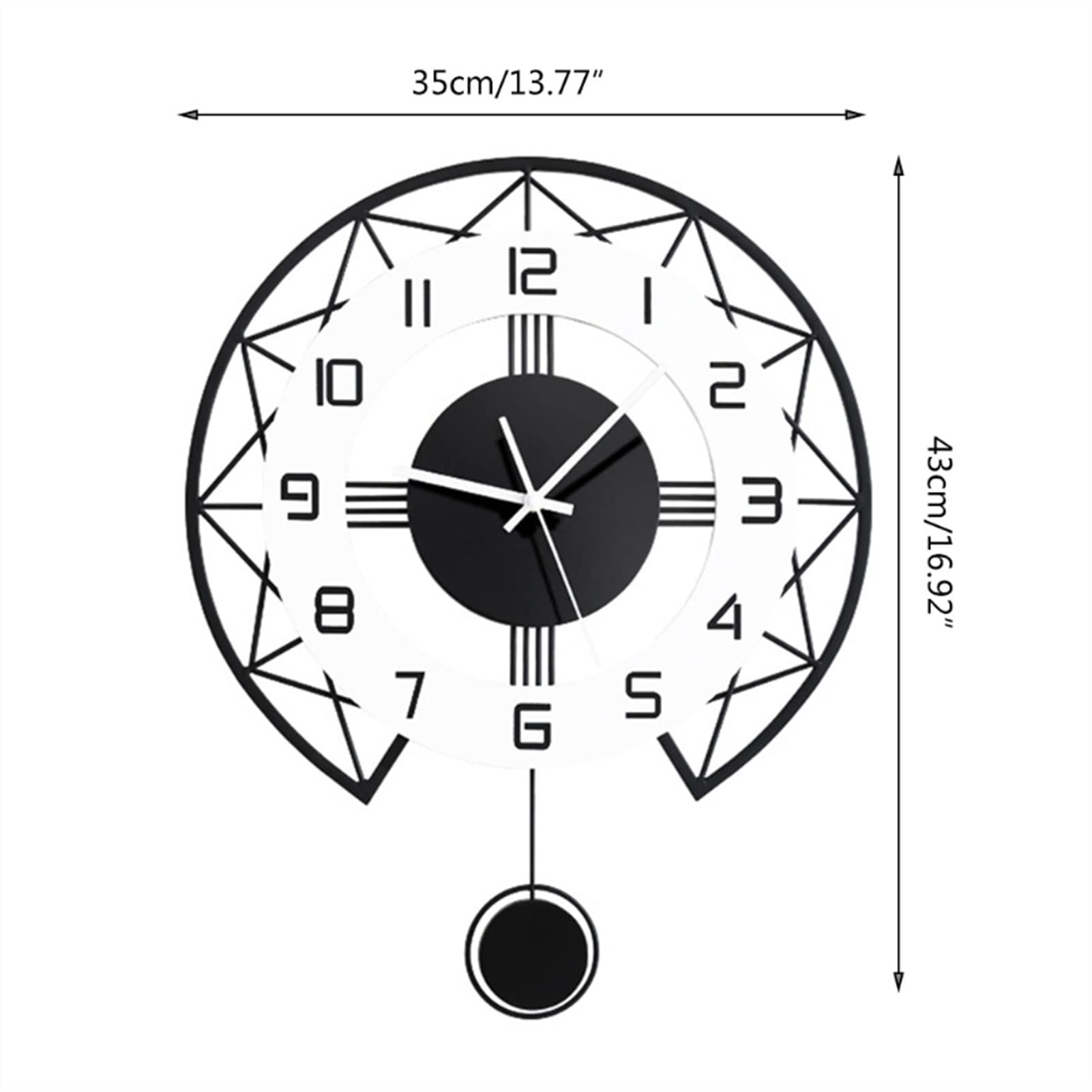 Modern Silent Quartz Wall Clock - Elegant Home Decor for Living Room, Bedroom & Office | Battery Operated, Noiseless Design with Pendulum | Perfect for Gifts, Home Styling & Interior Design
