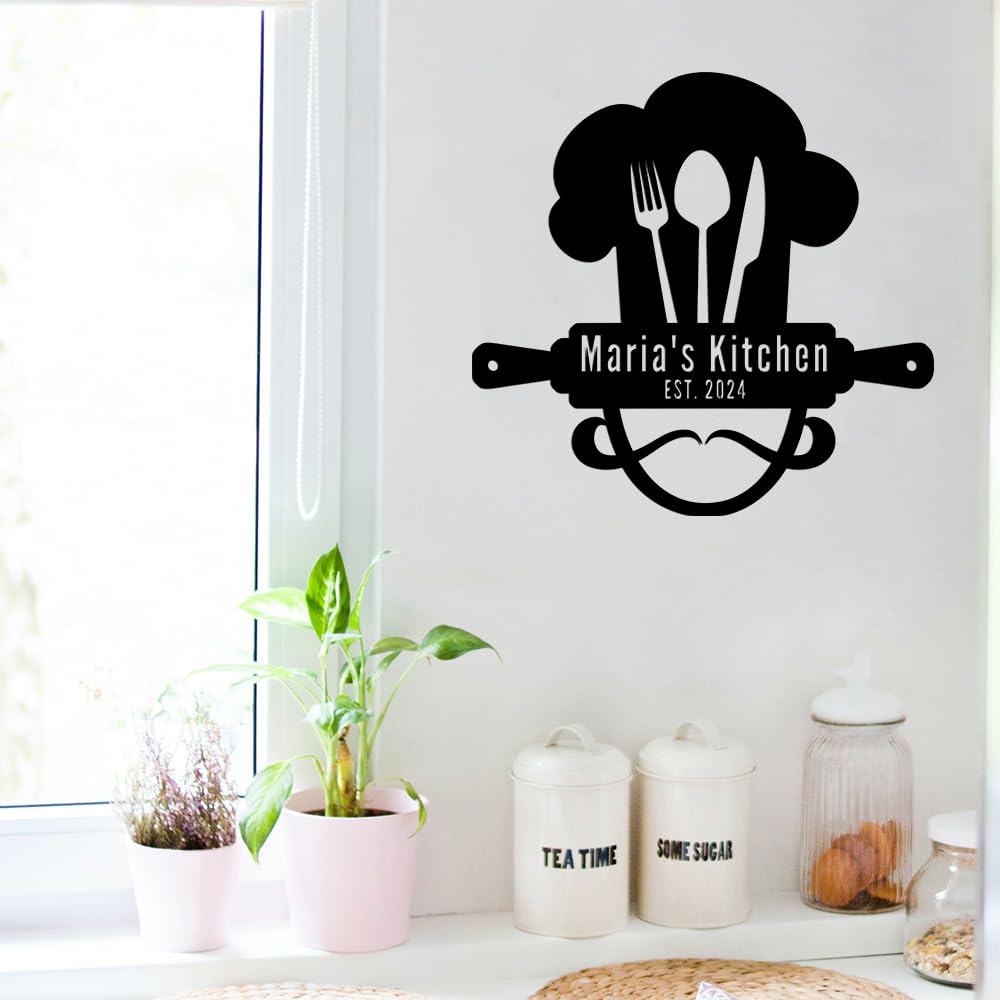 Custom Metal Kitchen Sign - Personalized Name Wall Art for Dining & Cooking Room Decor | Housewarming Gift