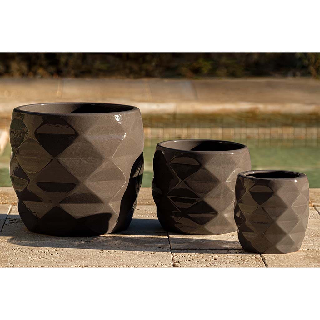 Campania International Origami Planter Set of 3 - Modern Fog Gray Ceramic Flower Pots for Indoor Plants, Succulents & Home Decor | Perfect for Living Room, Office Desk & Gift Giving