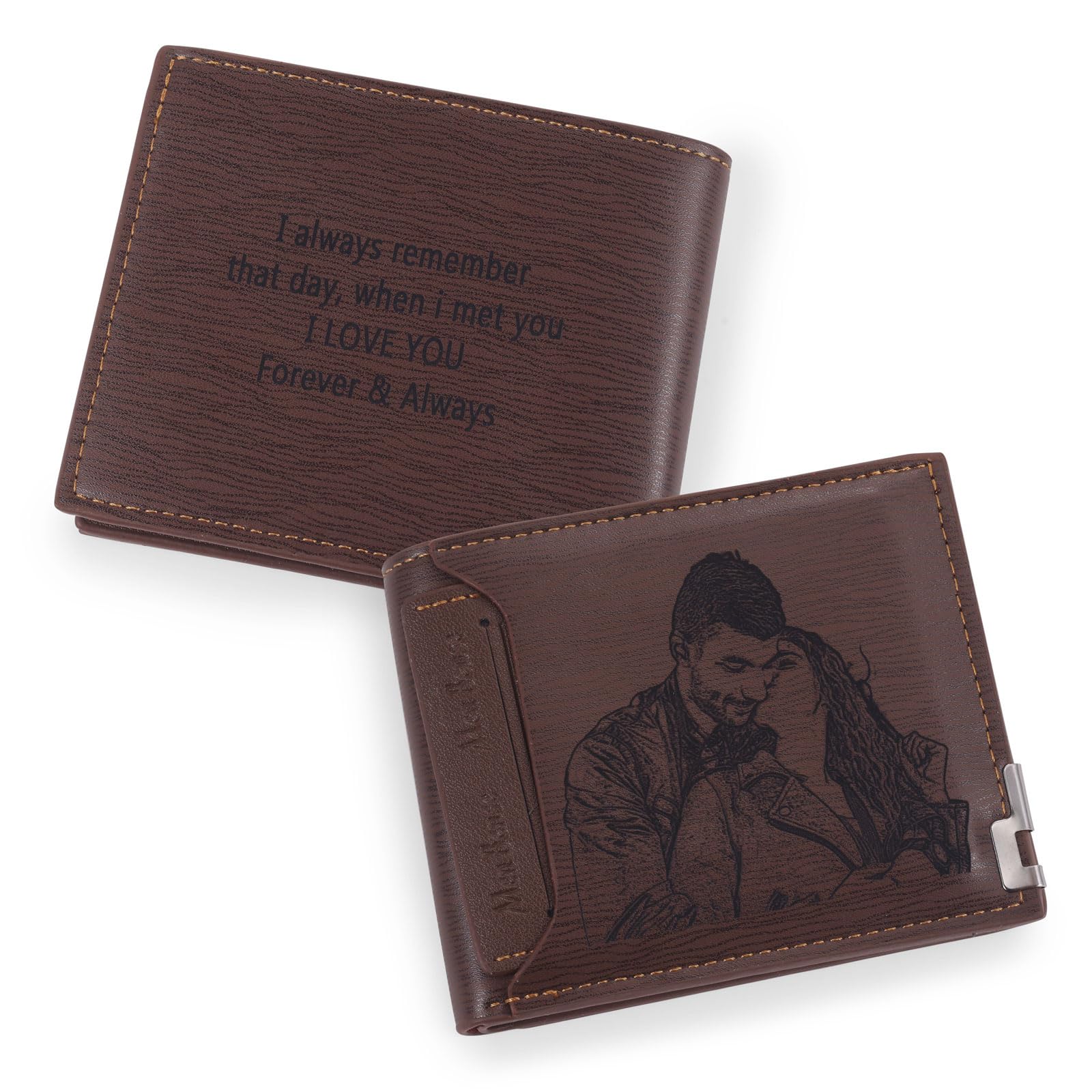 Personalized Photo Wallet for Dad - Custom Engraved Leather Wallet with Picture - Unique Father's Day, Graduation Gift for Son, Daughter, Husband | Perfect for Daily Use, Travel & Special Occasions