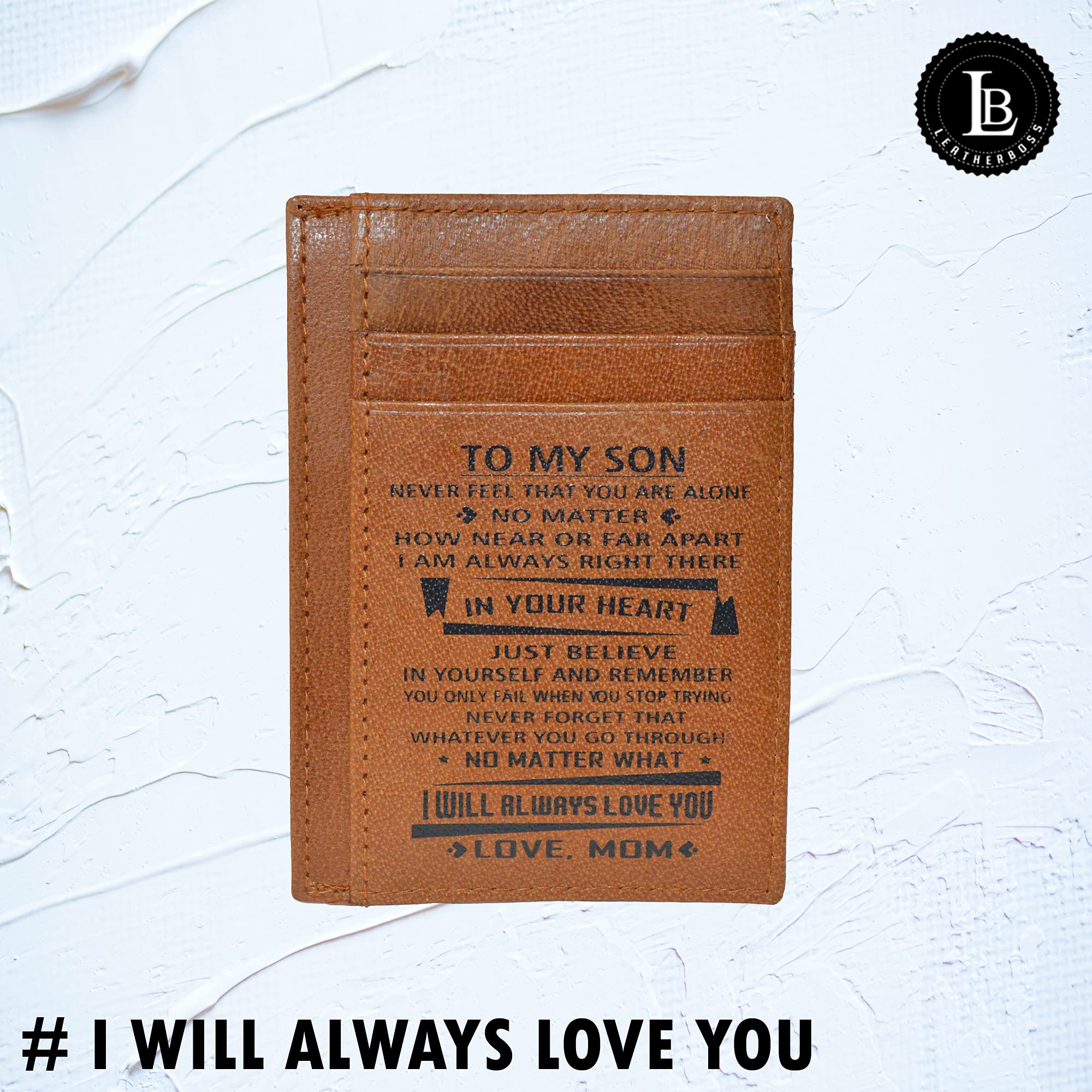 Genuine Leather Slim Credit Card Holder with ID Window - Perfect Gift for Son from Mom - Ideal for Travel & Daily Use