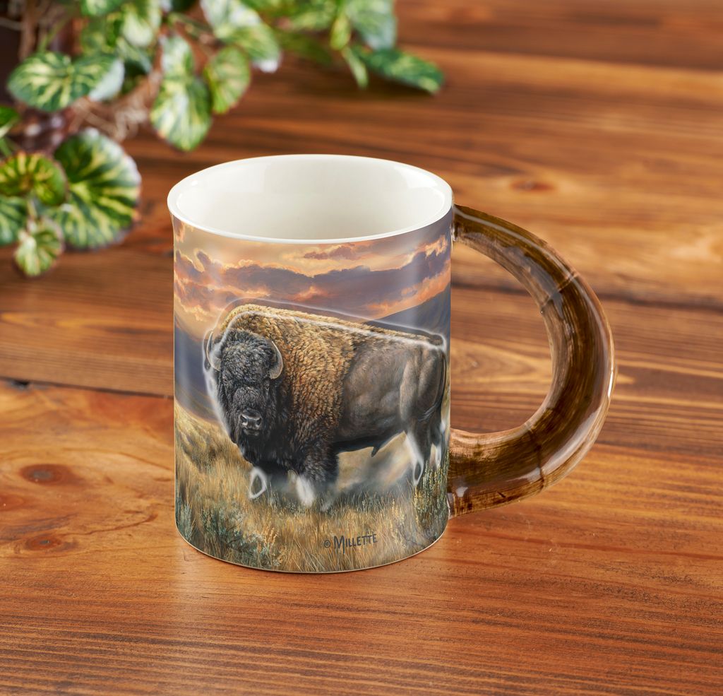 Handcrafted Dusty Plains Bison Sculpture Mug - Unique Ceramic Coffee Cup for Home, Office & Gifts - Perfect for Coffee, Tea & Hot Beverages