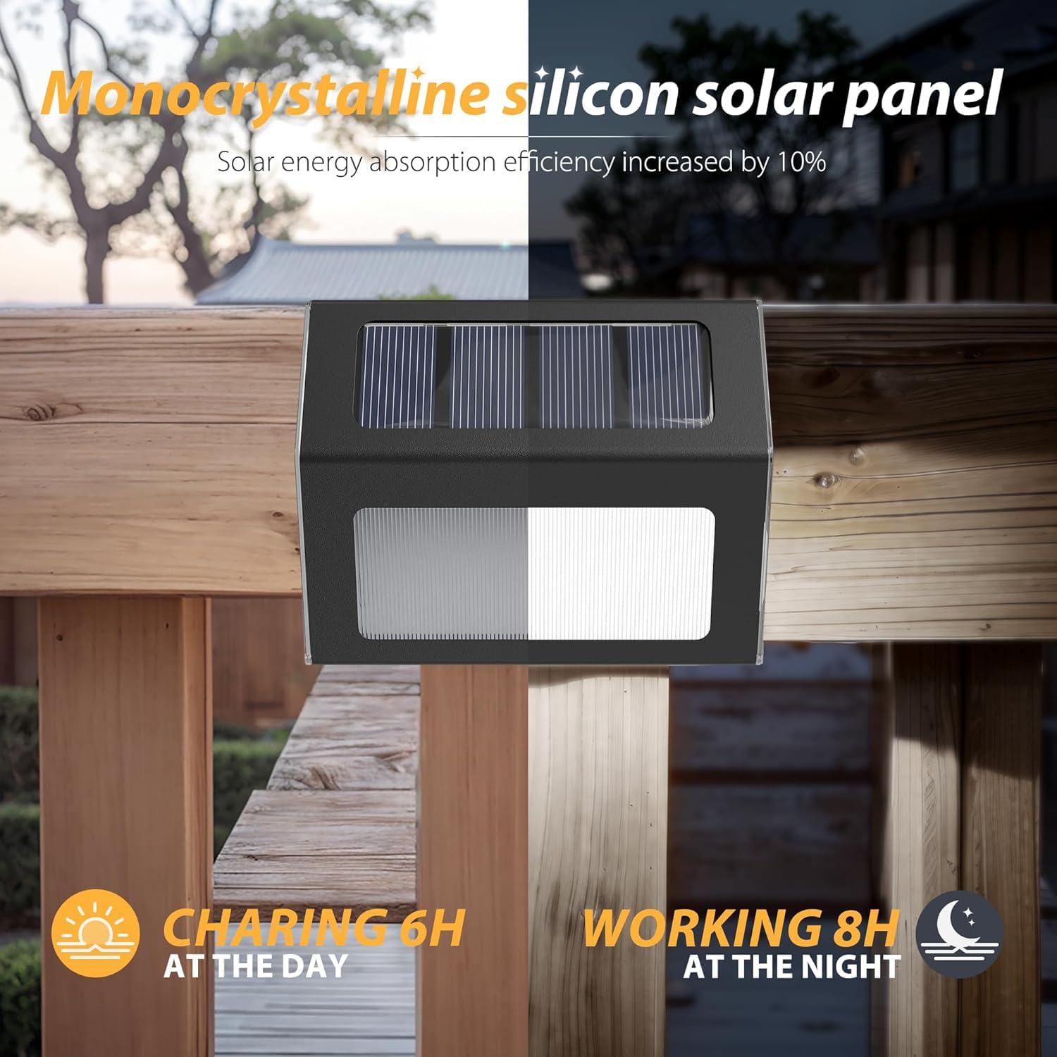 12 Pack Otdair Waterproof Solar Deck Lights for Outdoor - Cold White (Black) | Solar Fence Lights for Garden, Patio, Pathway & Yard | Weatherproof Landscape Lighting for Nighttime Safety & Ambience