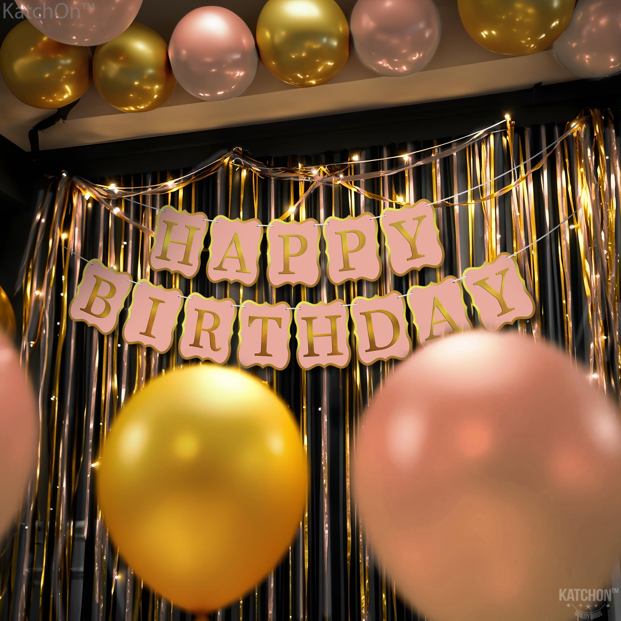 KatchOn 10ft Peach Happy Birthday Banner - No DIY Backdrop Sign for Birthday Party Decorations | Perfect for Indoor & Outdoor Celebrations, Baby Showers, and Festive Events