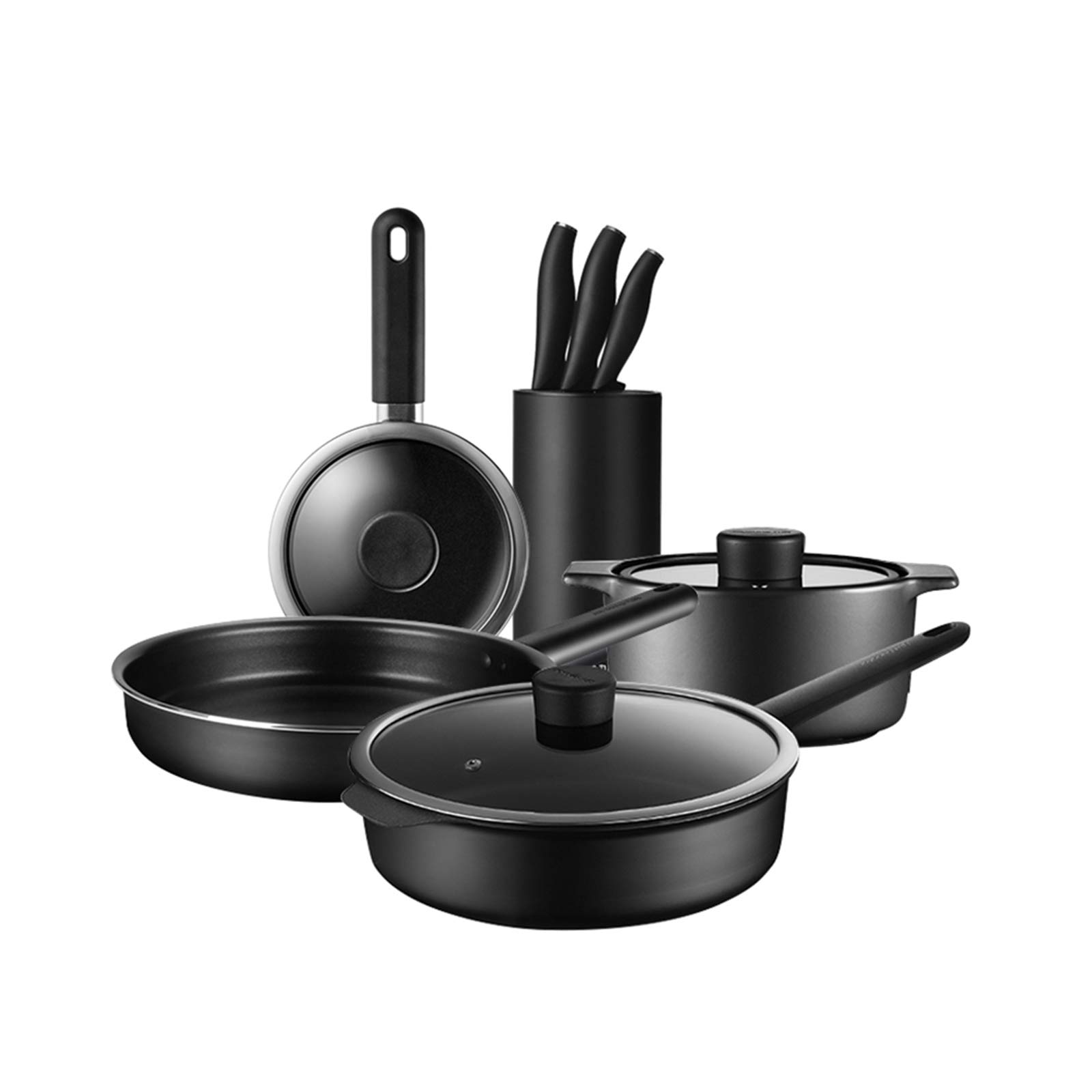 JTJxop Nonstick Cookware Set - 5-Piece Induction Pots & Pans with Stay-Cool Handles, PFOA & BPA Free, Chemical-Free Kitchen Essentials for Sauteing, Frying & Cooking | Perfect for Home Chefs & Everyday Meals