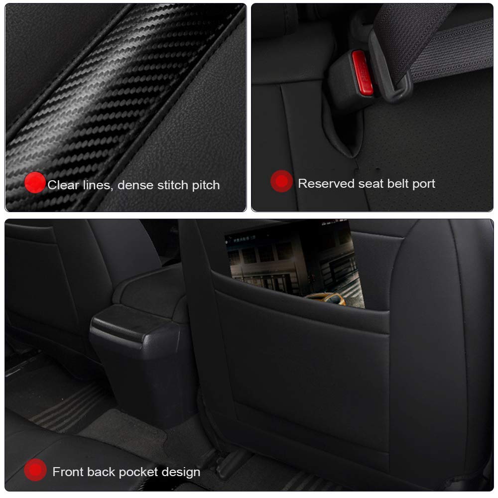 Custom Full Set Leather Seat Covers for Ford Mustang 2015-2019 - Red & Black Car Seat Protectors | Perfect for Daily Driving, Road Trips & Car Shows