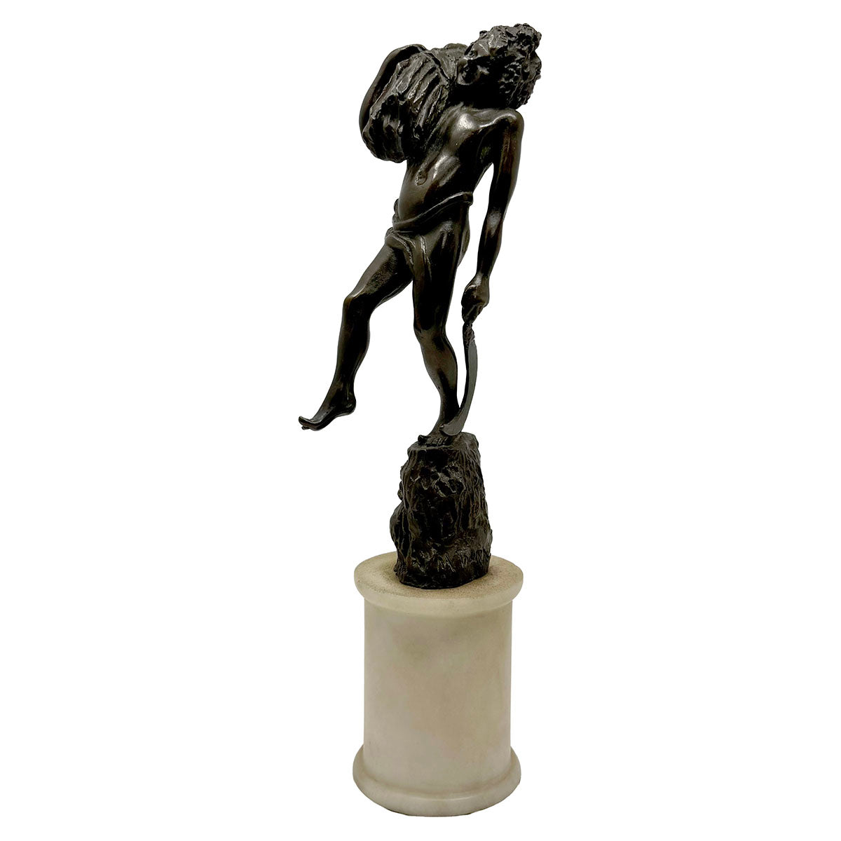 Antique Bronze Grain Harvesting Sculpture - Signed Neoclassical Art Piece for Home & Office Decor