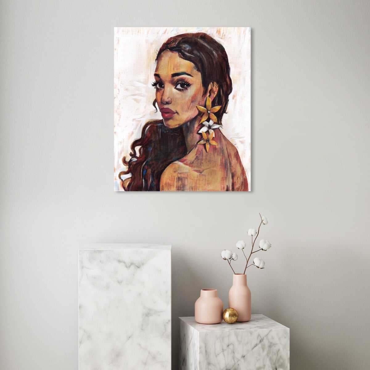 Elegant White Floral Canvas Wall Art Print - Traditional Flower Painting for Bedroom Decor | Perfect for Living Room, Nursery & Home Office