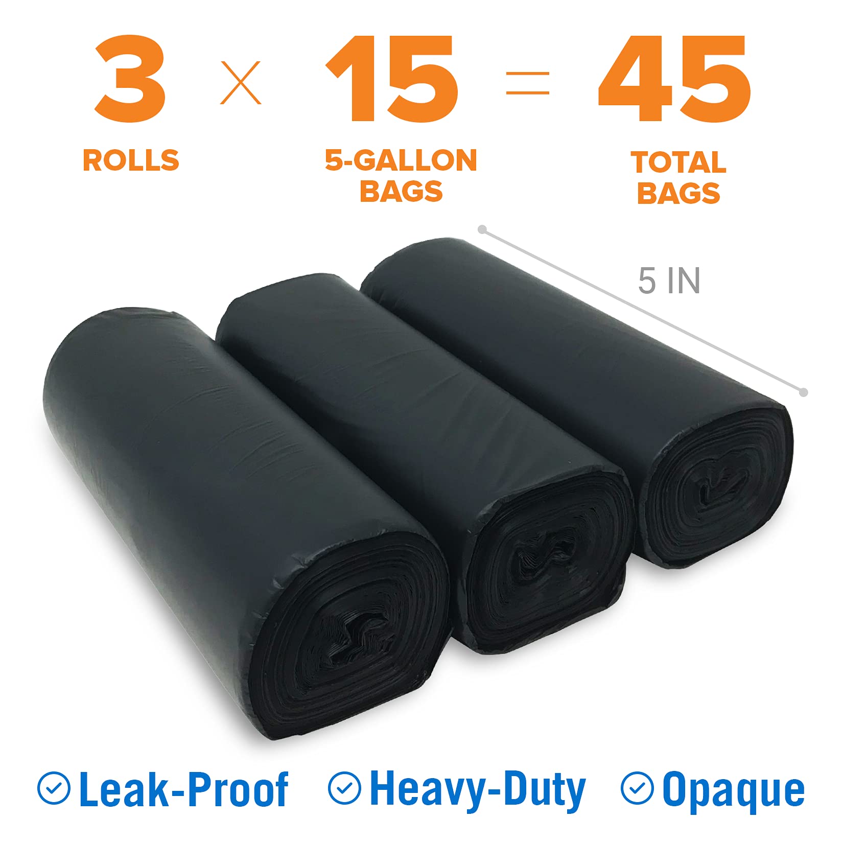 45 Pack Biodegradable 5 Gallon Portable Toilet Bags - Eco-Friendly Human Waste Bags for Camping, Boating, RV & Outdoor Adventures - Fits Standard Bucket Seats - Ideal for Emergency, Travel & Off-Grid Living