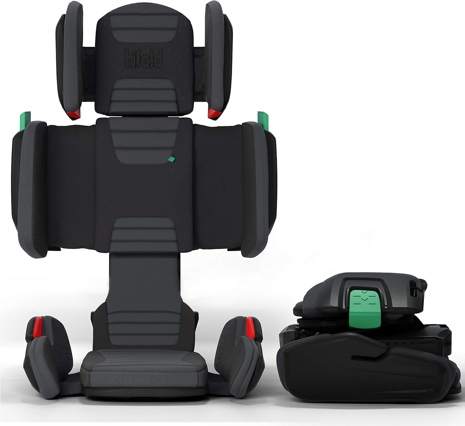 Mifold Hifold Adjustable Kids High Back Booster Car Seat with Safety Strap - Slate Grey | Compact & Portable for Travel, School, and Family Road Trips