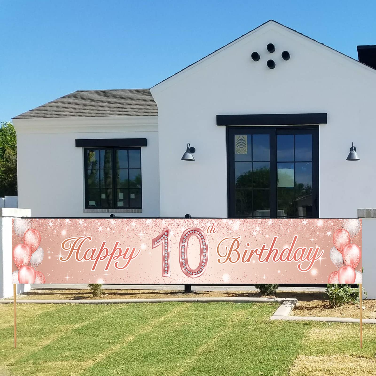 10th Birthday Party Decorations - Rose Gold Banner, Backdrop, Balloons & Confetti Set for Girls | Pink Glitter Theme Decor, Cheers to 10 Years Party Supplies | Perfect for Birthday Celebrations, Photo Backdrops & Bday Favors