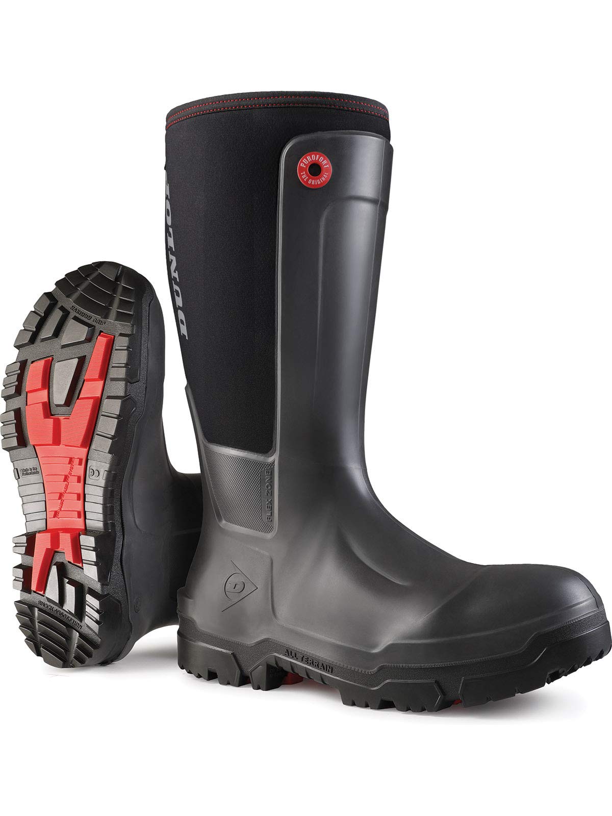 Dunlop NE68A9306 Snugboot WorkPro Safety Boots - Composite Toe, Waterproof, Slip Resistant for Construction & Industrial Work - Charcoal/Black, Size 6 US