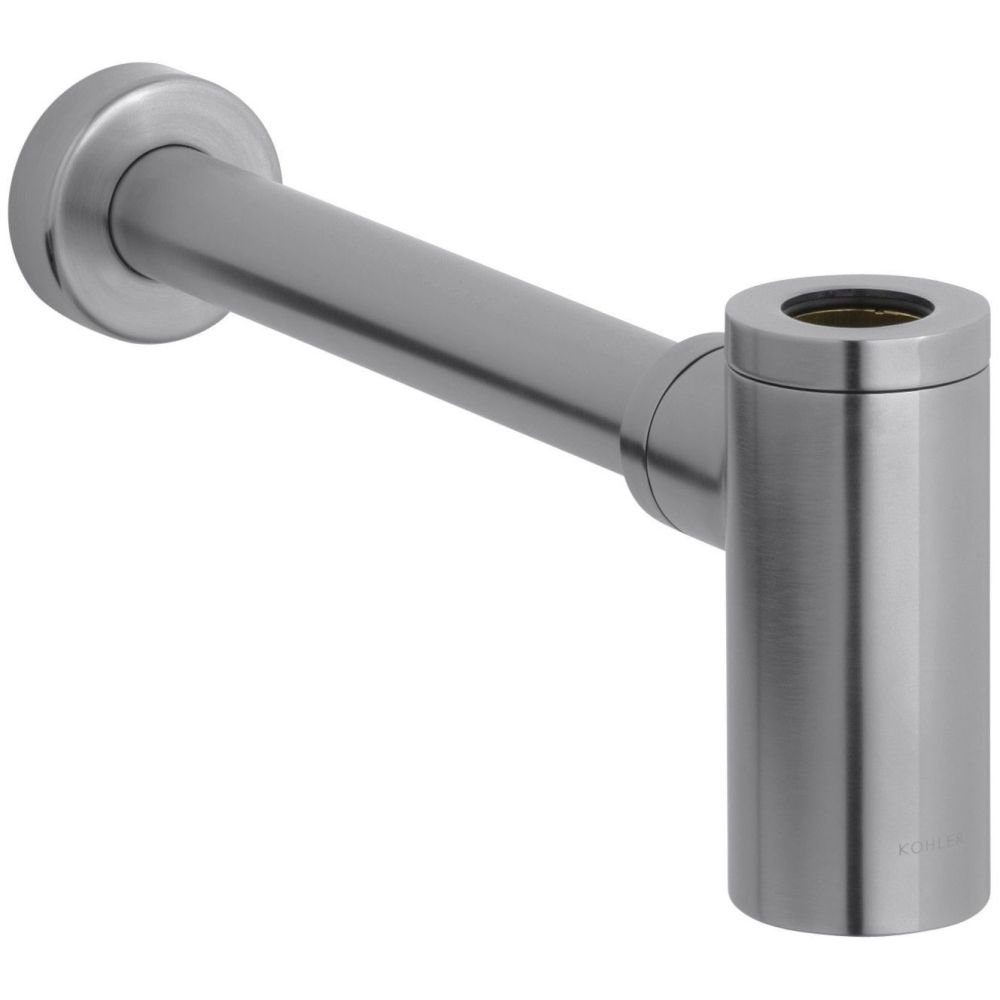 Kohler K-9033-G Contemporary Round Bottle Trap in Brushed Chrome Finish - Perfect for Modern Bathroom Sink Drain Installation