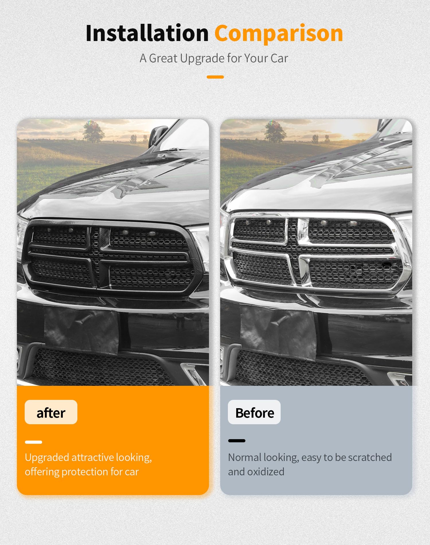 Hoolcar Carbon Fiber Exterior Front Grill Inserts Cover Trim Kit for Dodge Durango 2014-2020 - Upgrade Your Car's Style & Protection | Perfect for Off-Roading, Car Shows & Daily Driving