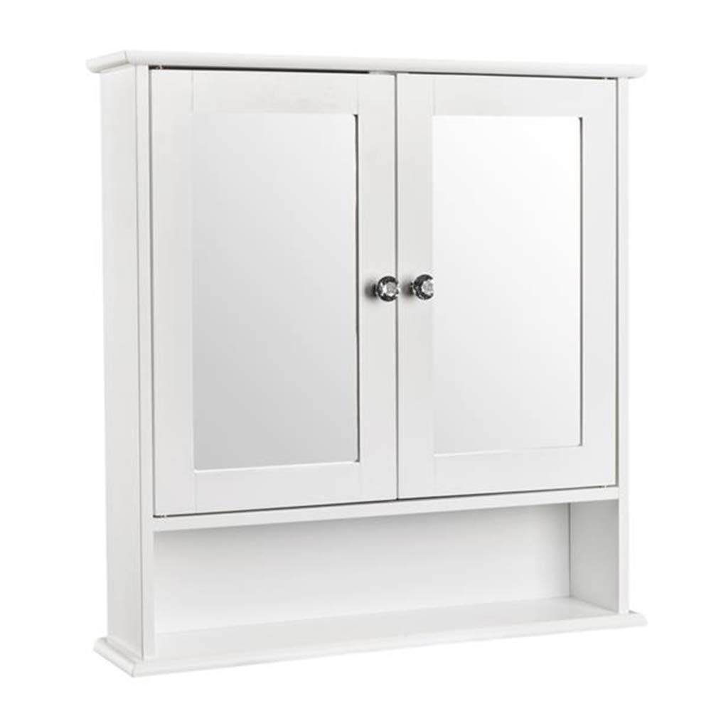 Wall Mount Bathroom Medicine Cabinet - White Double Door Storage Organizer with Adjustable Shelf for Bathroom, Vanity & Bedroom Organization