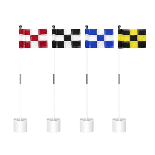 White Pole w/ Check Flag Combo, 4-Pack