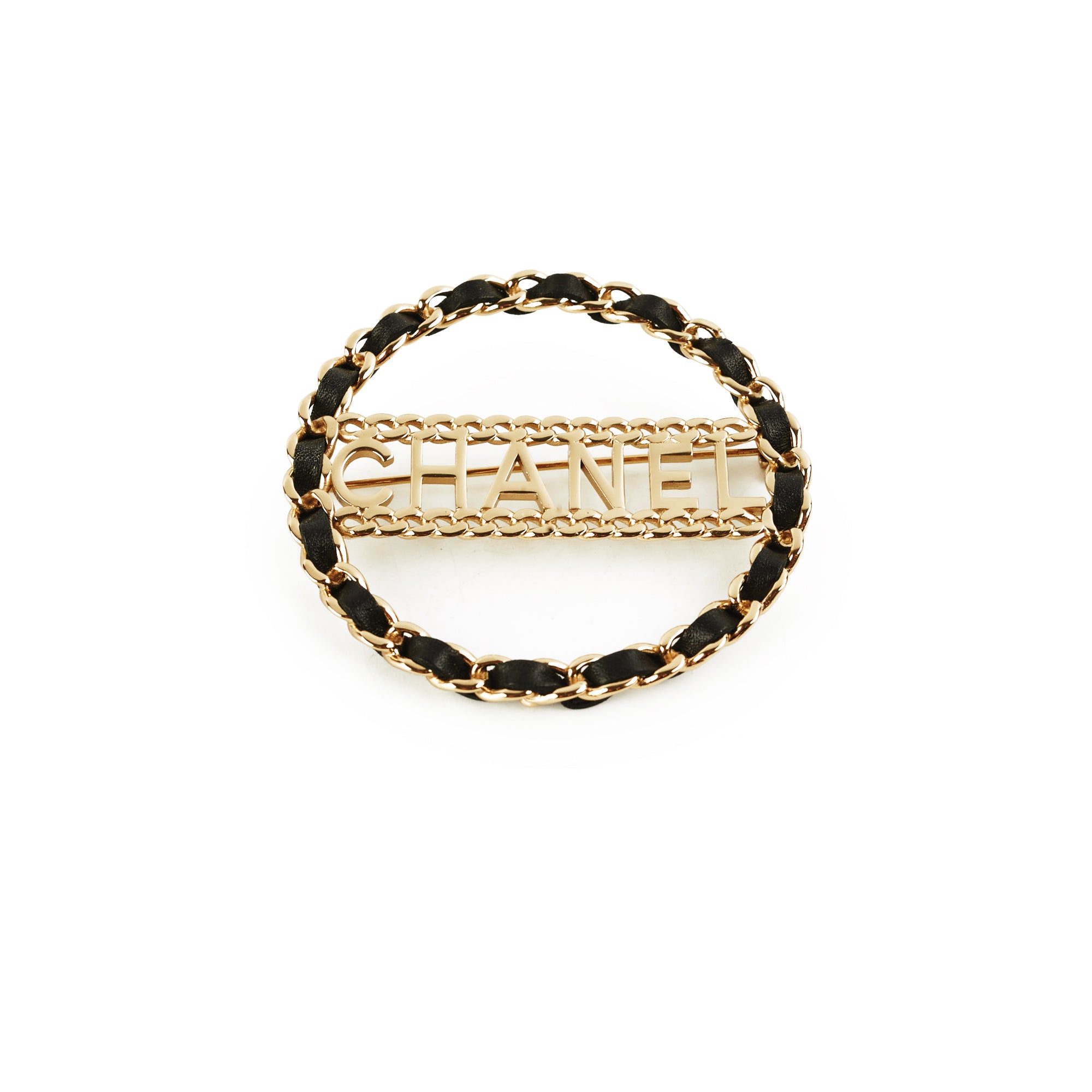 Chanel CC Round Black and Gold Brooch - Elegant Fashion Accessory for Women, Perfect for Dresses, Jackets, and Bags