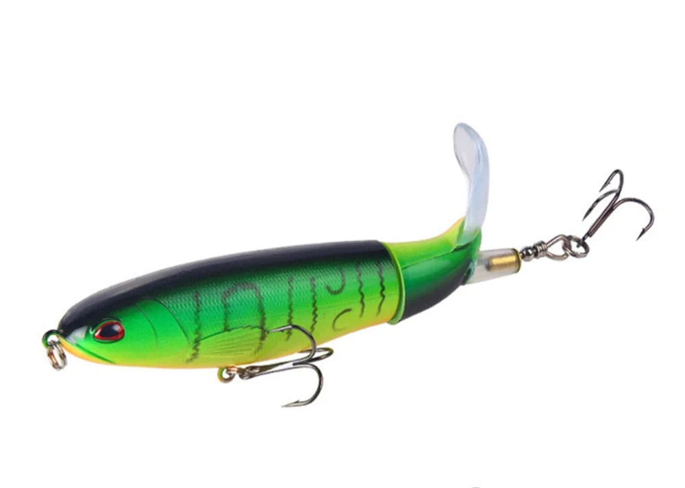 Whopper Popper Fishing Lure - Soft Rotating Tail Artificial Bait for Bass, Trout & Pike - Topwater Fishing Lures for Freshwater & Saltwater