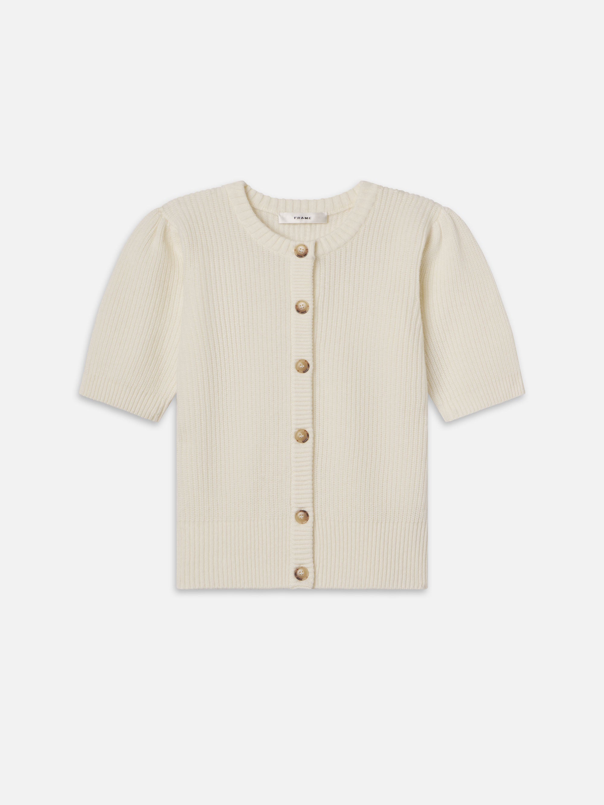 Women's Shrunken Short Sleeve Cardigan Sweater in Cream - Perfect for Casual Outfits, Layering & Spring/Summer Fashion