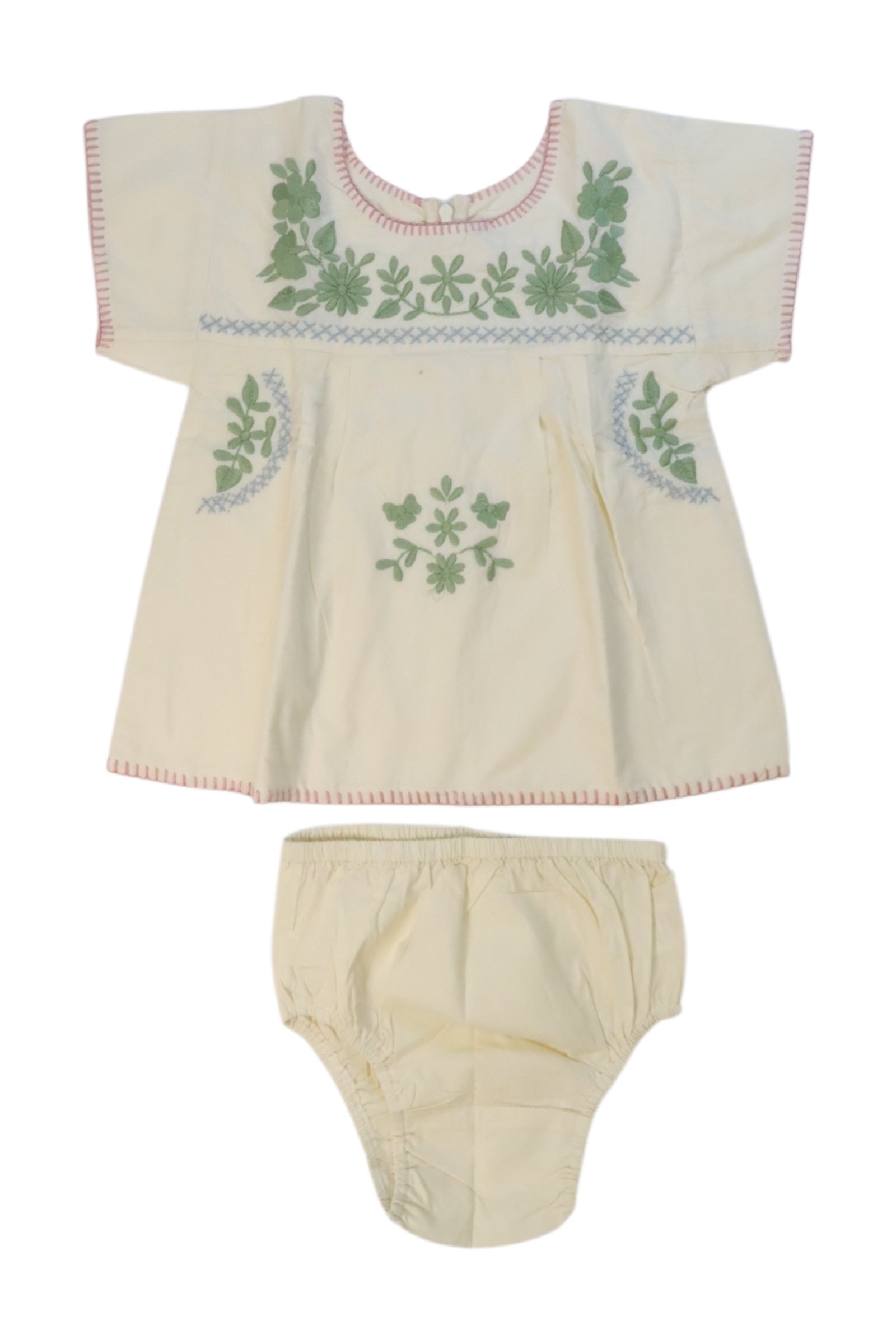 Apolina Embroidered Baby Dress and Bloomer Set - 18-24 Months | Elegant Outfit for Girls' Special Occasions, Photoshoots & Family Gatherings