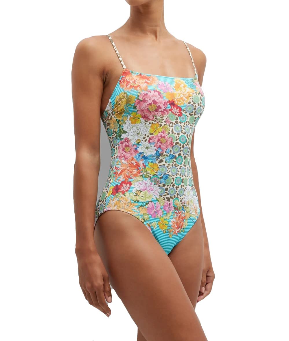 Johnny Was Women's Spaghetti Strap One Piece Swimsuit - Floral Print Bathing Suit CSW2822AH (Multi, XXL) for Beach Vacation & Pool Party