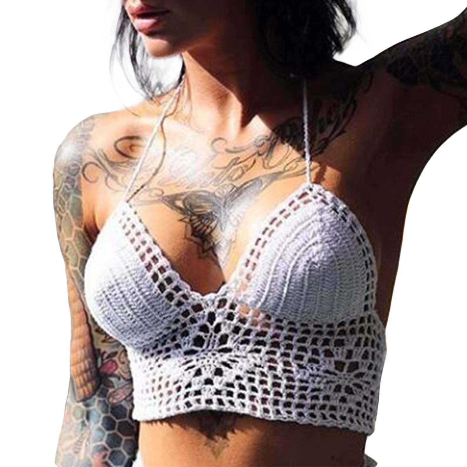 Crochet Halter Tops for Women - Backless Bralette Summer Beachwear | Breathable Knit Camisole for Beach, Pool Party & Vacation Outfits