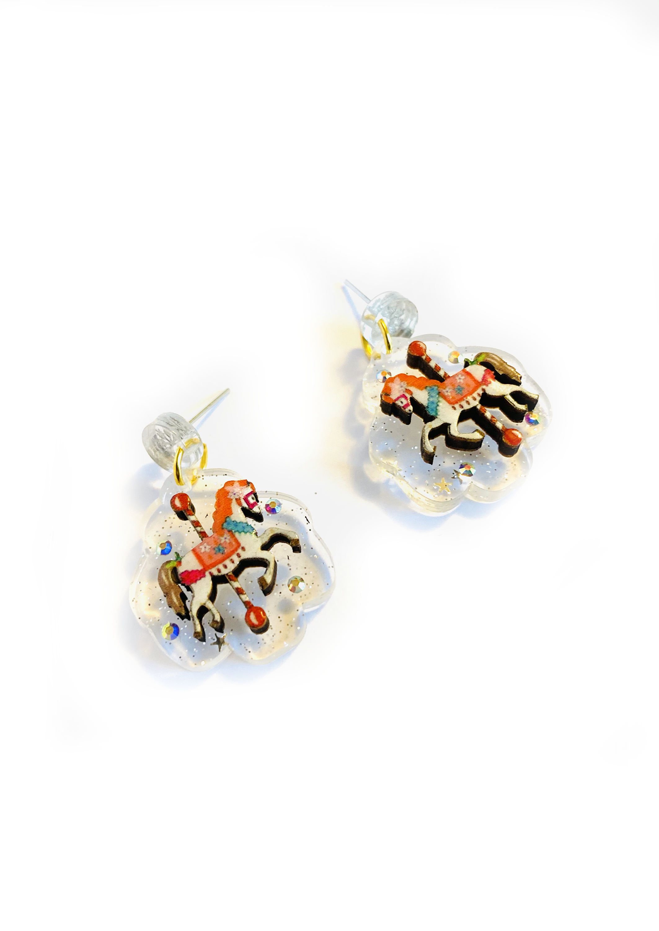 Christmas Carousel Earrings by Rosie Rose Parker - Festive Holiday Jewelry for Women, Unique Christmas Gift for Her - Perfect for Parties, Gift Exchanges & Seasonal Celebrations