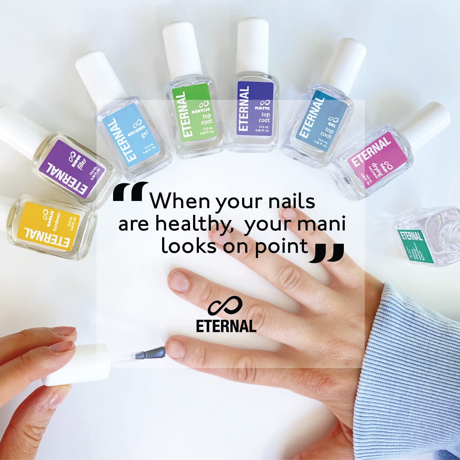 Eternal Calcium Gel Nail Builder - 13.5mL Base Coat Nail Polish | Clear Nail Strengthener for Thin & Weak Nails | Fast Dry Nail Hardener & Growth Treatment | Perfect for DIY Manicures, Salon Use & Nail Care Routine