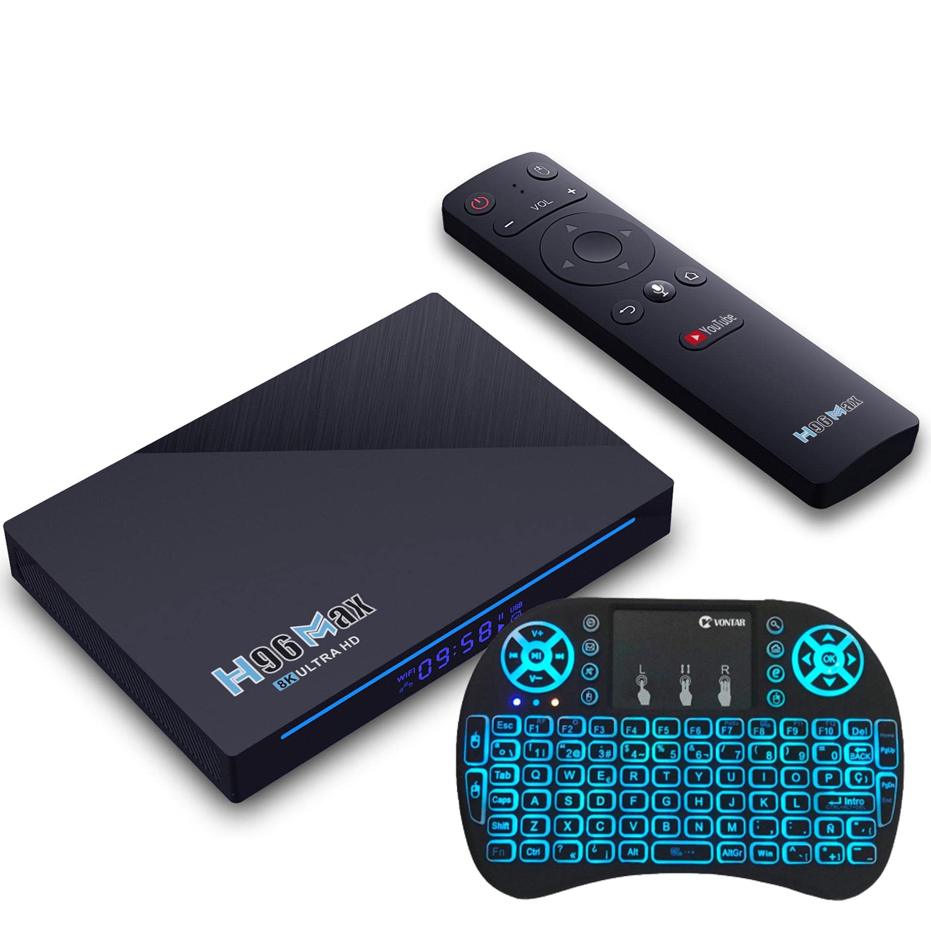 RK3356 Android TV Box 11.0 - 8GB RAM 128GB ROM Smart Streaming Media Player with 8K Support, Dual-Band WiFi 2.4G/5.8G, Bluetooth 4.0, Ethernet LAN & Mini Backlit Keyboard - Perfect for Home Theater, Netflix, YouTube and Gaming Entertainment