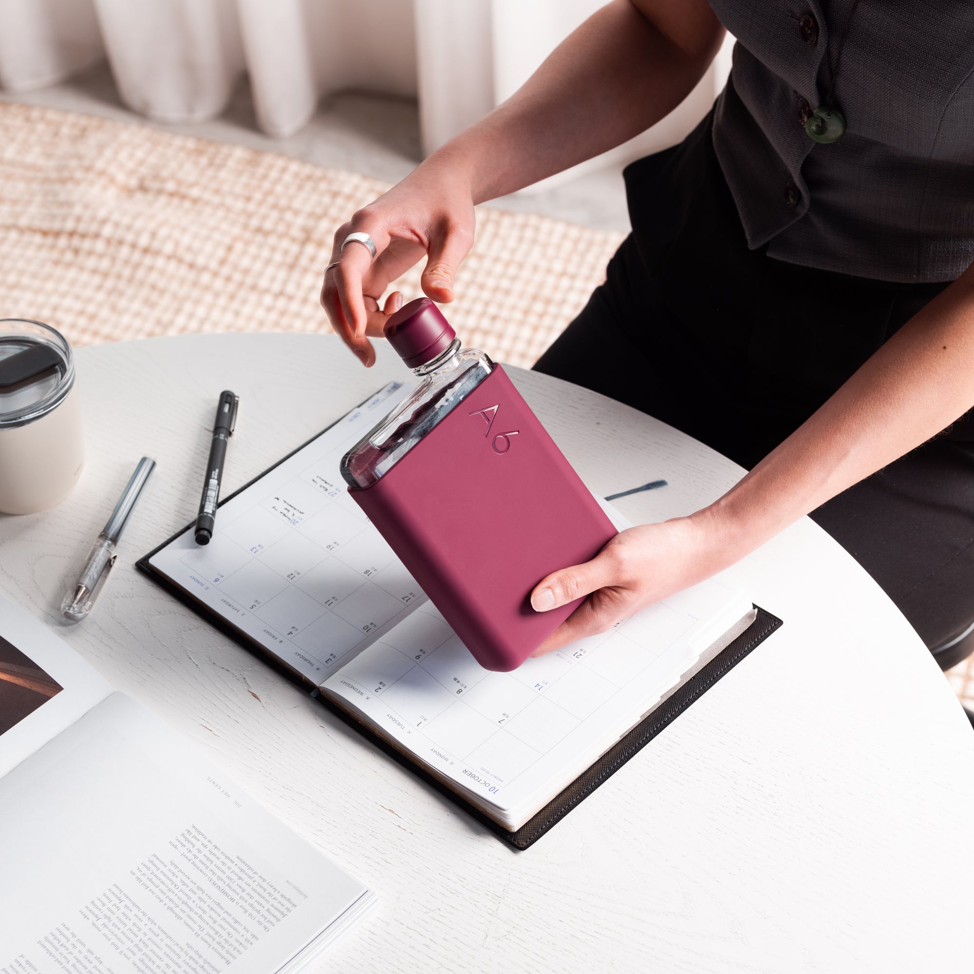 A6 Memobottle Slim Reusable Water Bottle - Eco-Friendly & Leak-Proof - Perfect for Office, Gym, Travel & Outdoor Activities