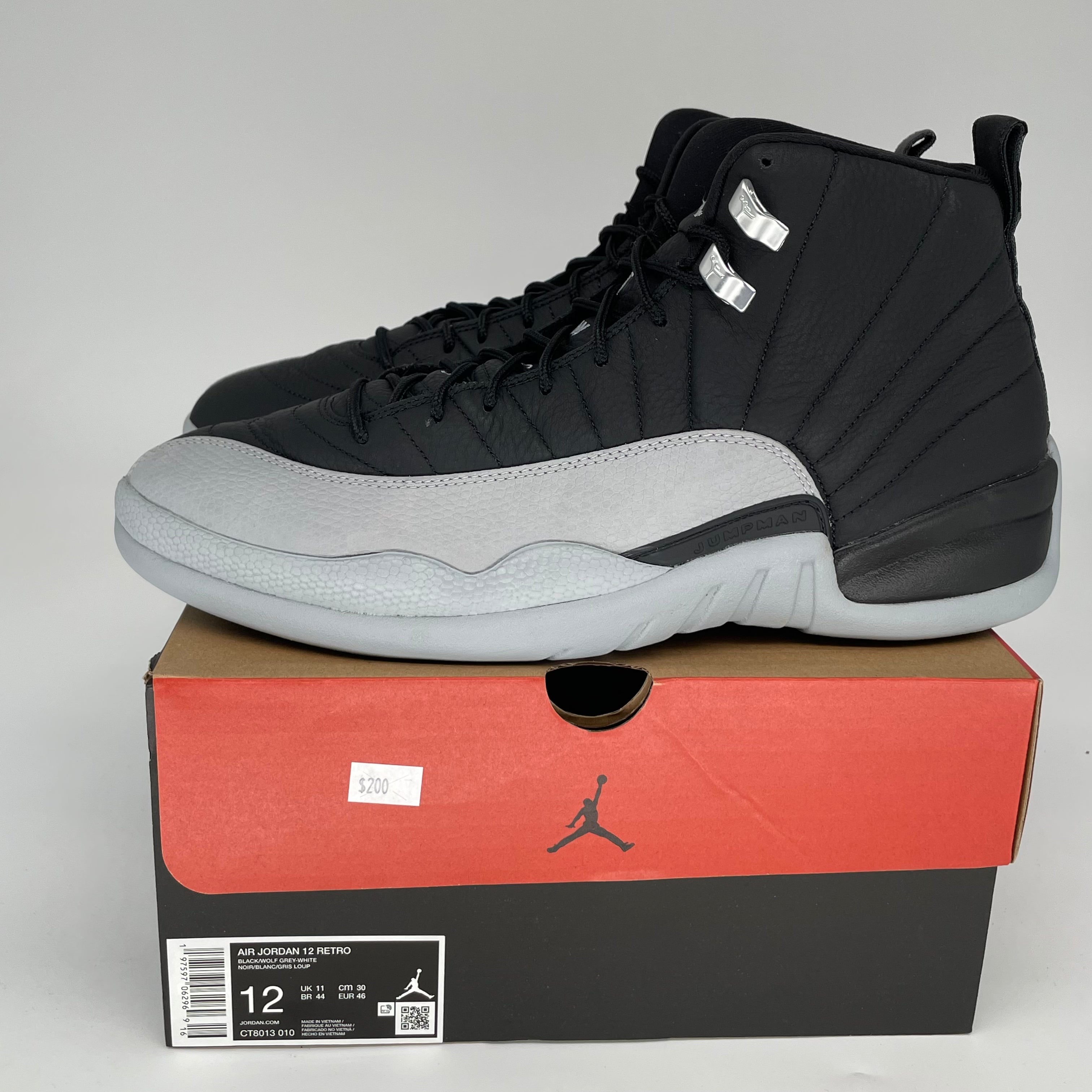AIR JORDAN 12 BARONS Men's Basketball Shoes Size 12 - Black/White/Gym Red (CT8013-010) | Retro Sneakers for Streetwear & Basketball Games
