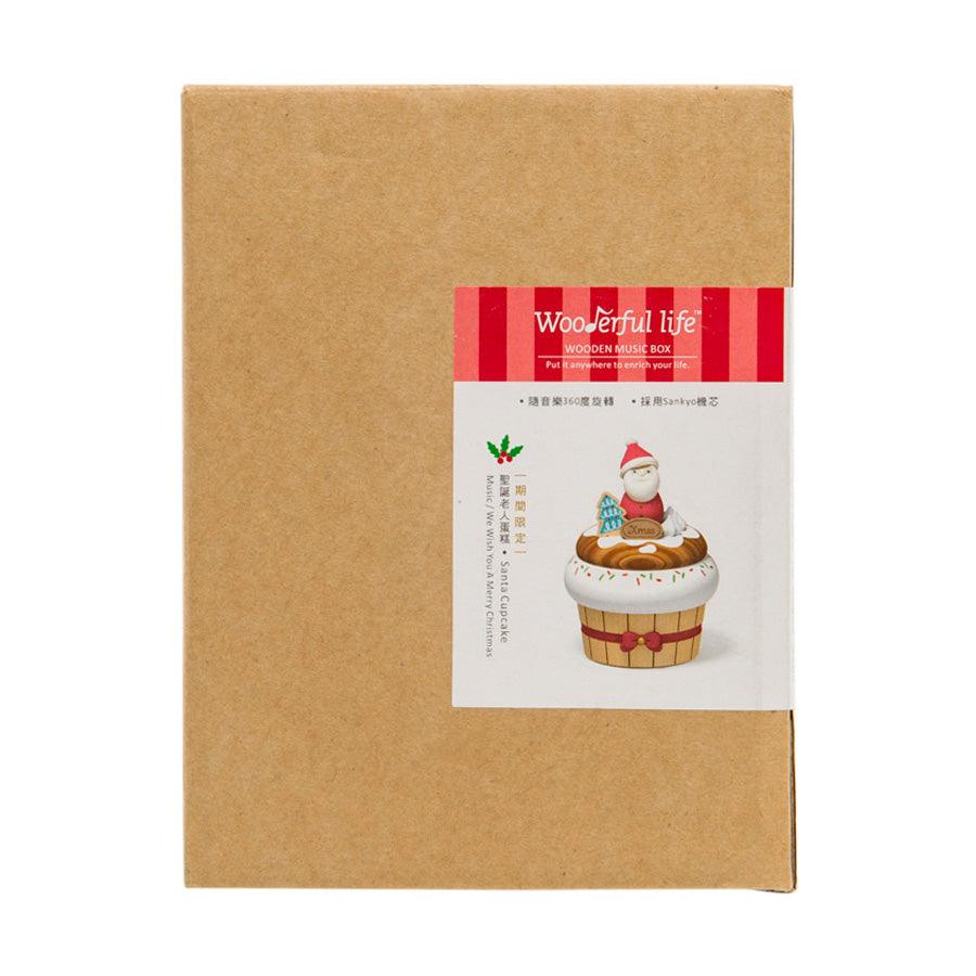 WOODERFUL LIFE Music Go Round Christmas Santa Cupcake - Handmade Wooden Musical Carousel for Holiday Decor & Gift Giving