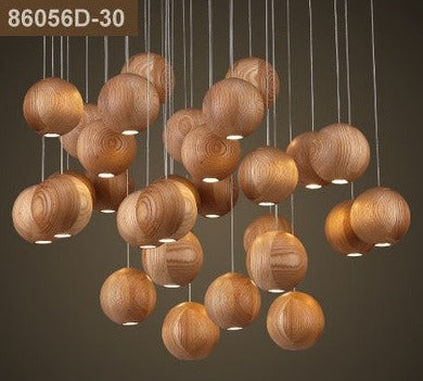 Handcrafted Wooden Globe Pendant Light - Modern Farmhouse Ceiling Lighting Fixture for Kitchen Island, Dining Room & Bedroom Decor