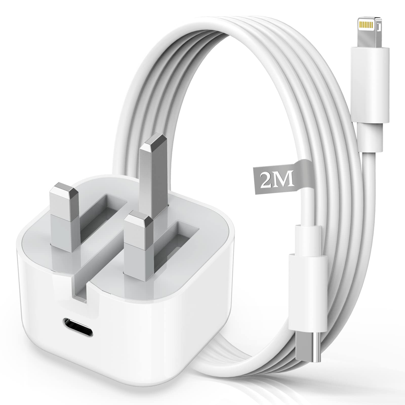 HOSOW 20W USB C Fast Charger with MFi Certified USB C to Lightning Cable (2M) - Compatible with iPhone 13/12/11 Pro Max/Mini/XS/XR/X/SE/8 & iPad - Perfect for Home, Office & Travel Charging