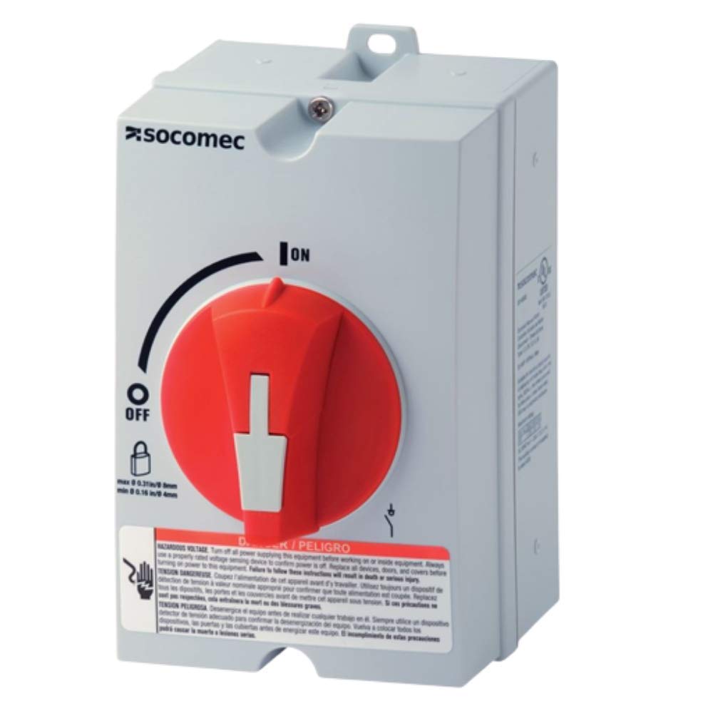 30A 3P Enclosed AC Switch Disconnect with Red Handle - SIRCO M 3R 12 Safety Rated for Industrial & Commercial Use - Perfect for HVAC, Motor Control & Electrical Panel Applications