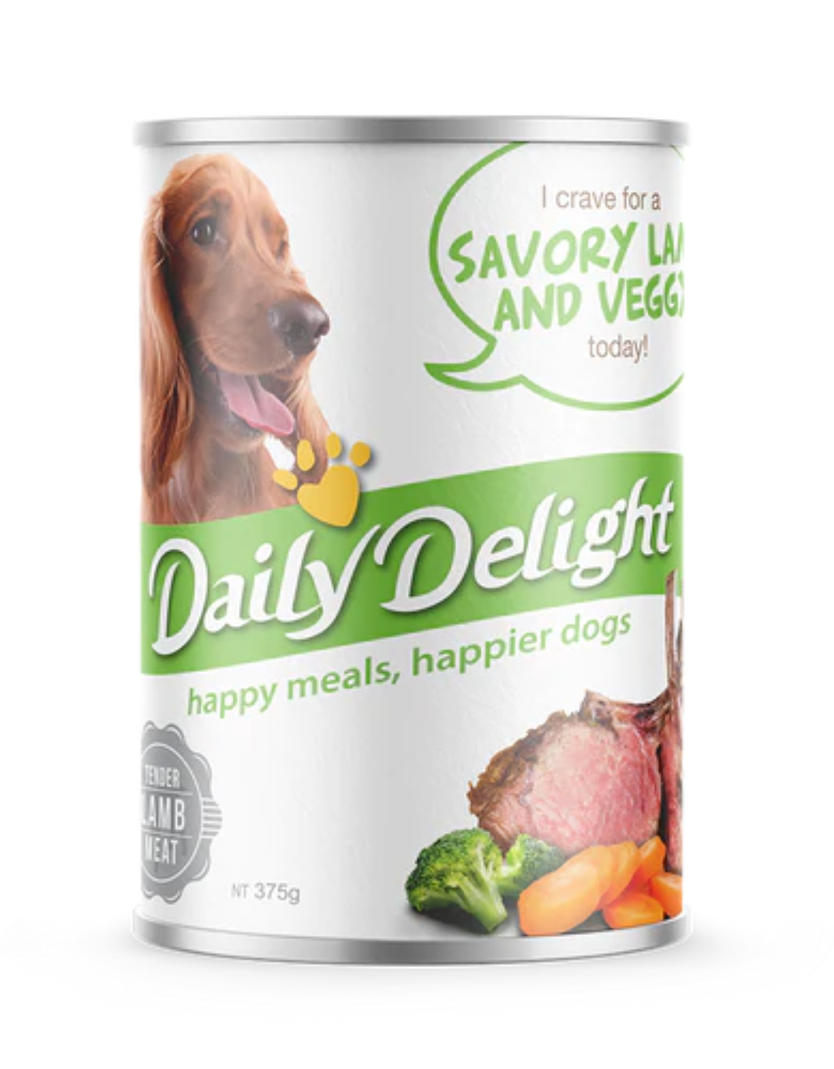 Premium Daily Delight Dog Food - Savory Lamb & Vegetable Wet Food (375g) | High-Protein Meal for Adult Dogs | Perfect for Picky Eaters & Mealtime Enrichment