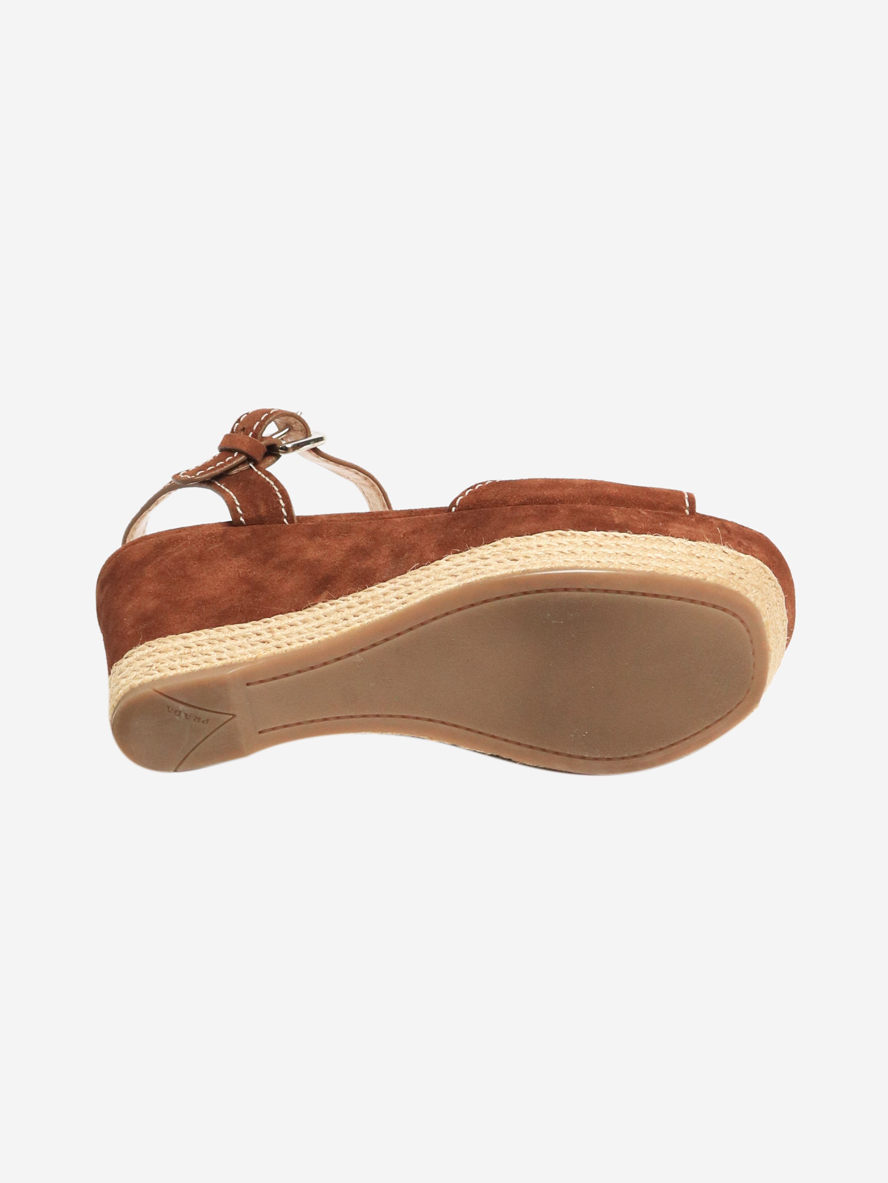 Brown Suede Espadrille Wedge Sandals for Women - Size EU 37 (US 7) | Comfortable Summer Casual Shoes for Beach, Vacation & Everyday Wear