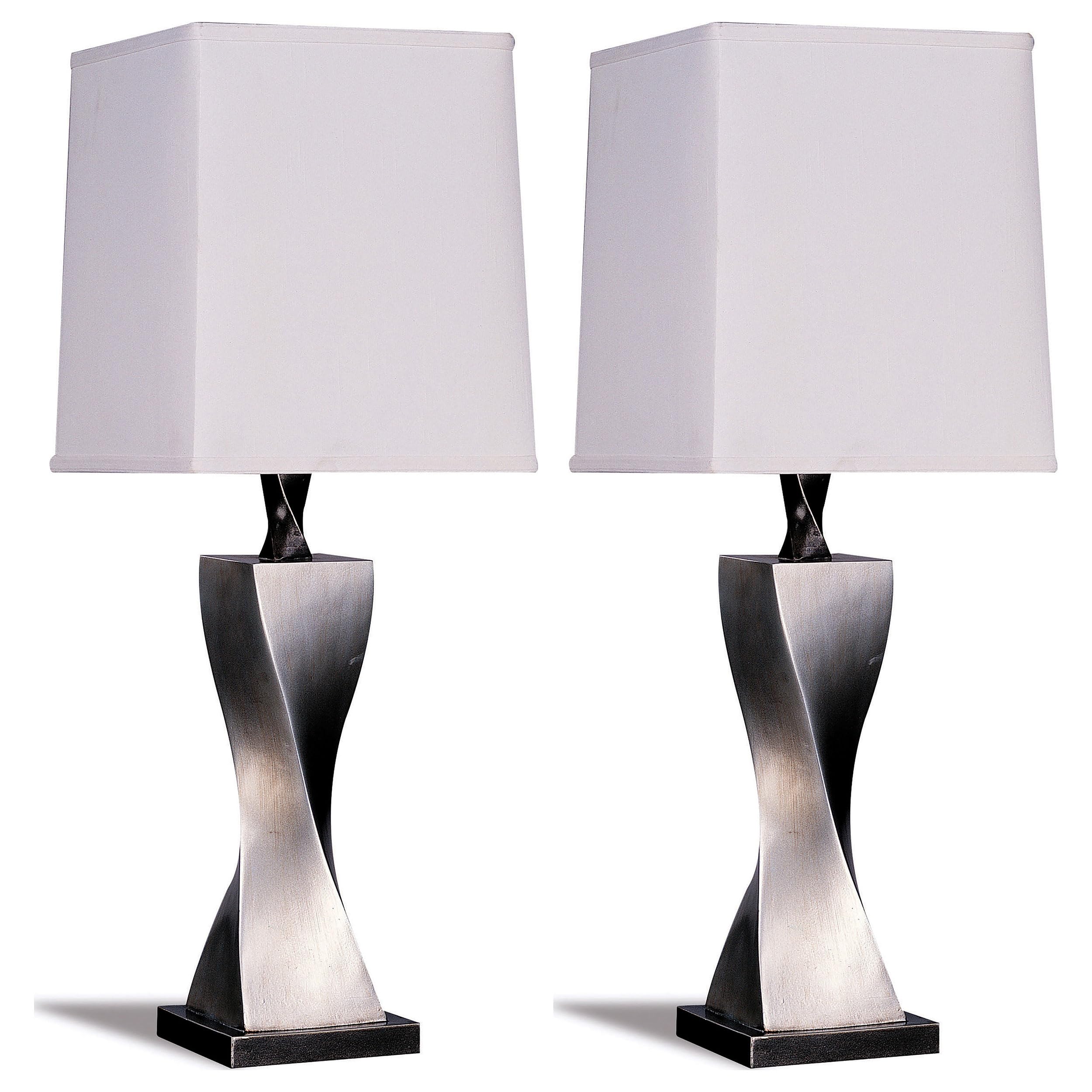 Antiqued Silver and White Square Table Lamps - Set of 2 Modern Bedside Lighting for Bedroom, Living Room, or Office Decor