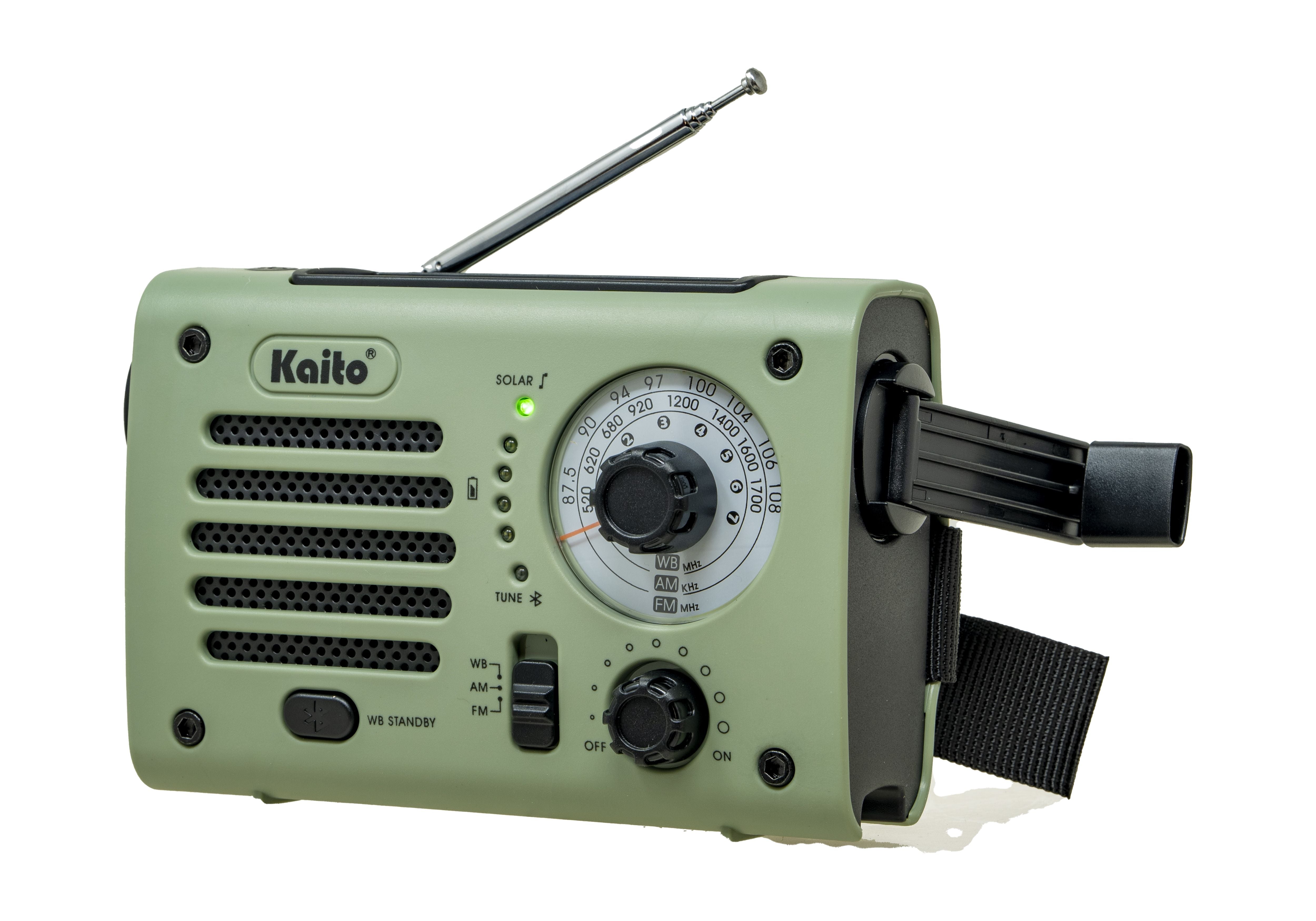 Kaito KA380 Solar & Hand Crank Emergency Weather Radio - AM/FM NOAA Weather Alert, Flashlight, USB Charger - Perfect for Camping, Hiking, and Power Outages